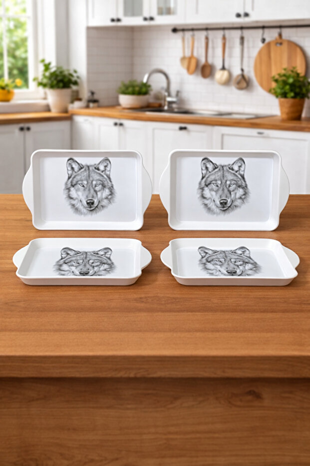 Kurt Patterned Mini Presentation Tray Set - 4-Piece |   Decorative Coffee and Tea Serving Tray Set - 4 Pieces