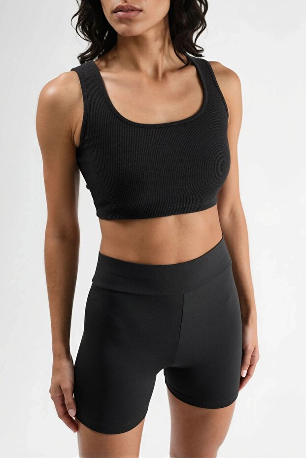 Yüksek Bel Biker Şort - 6