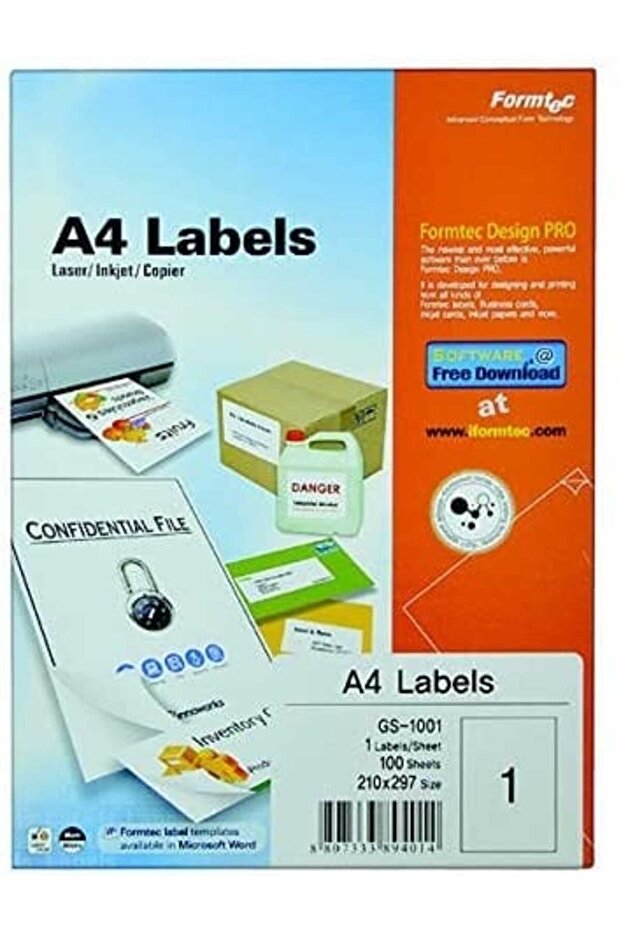 A4 Labels, 210 x 297 mm, 100 Sheets