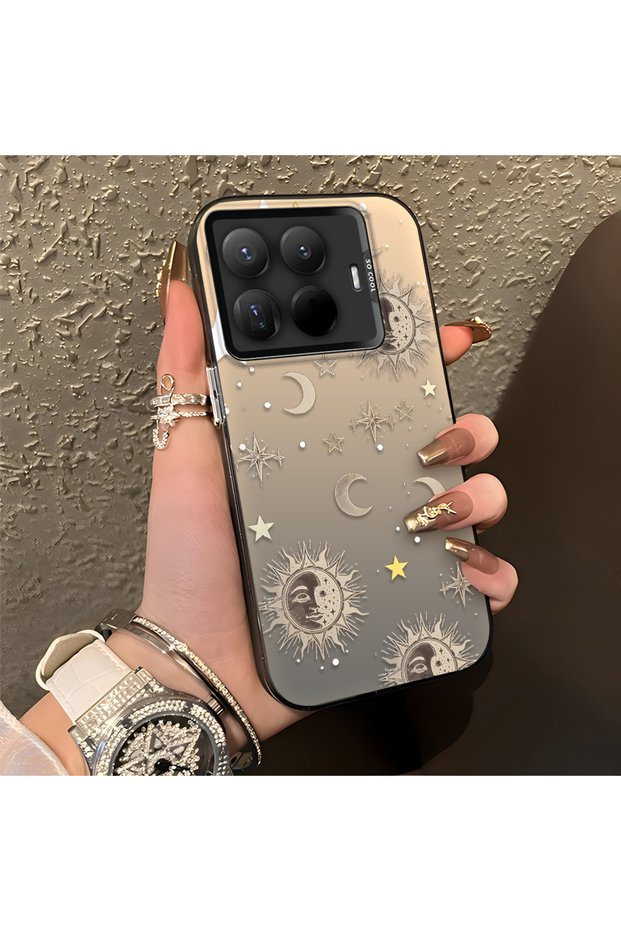 Mi 15t Pro Compatible Gold Tone Star Patterned Acrylic Material Phone Case