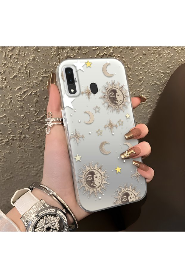 Samsung Galaxy A30/A20 Compatible Gold-Tone Star Patterned Acrylic Material Phone Case