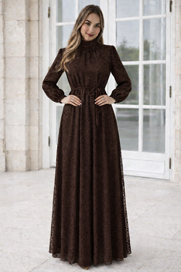دانتيل i فستان K2727 بني