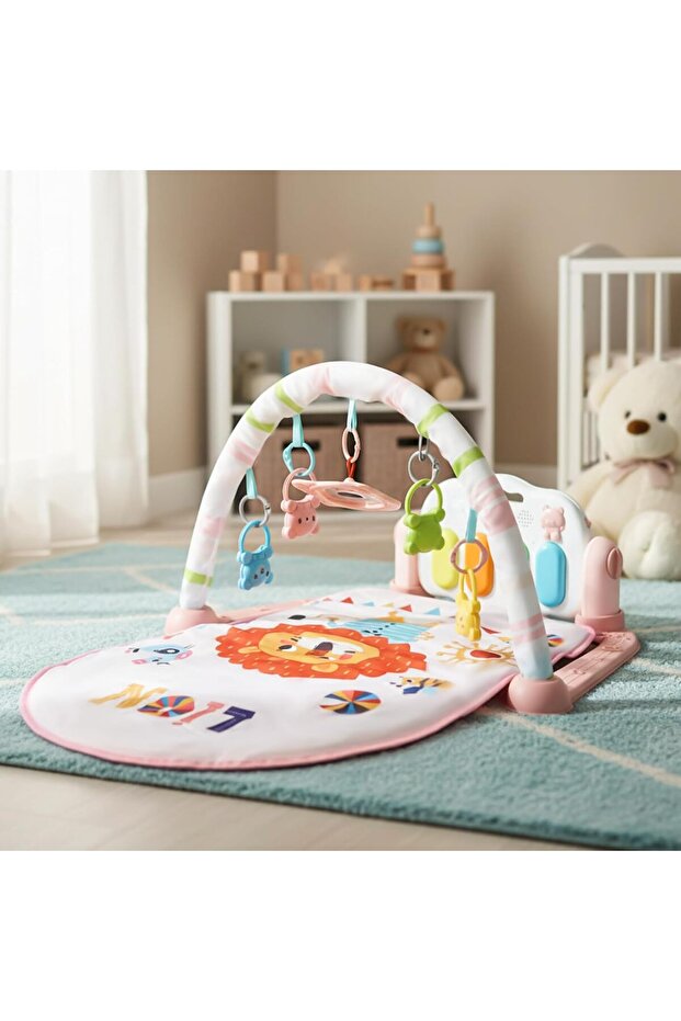 Forza Round Baby Walker with Toy Bar, Adjustable Height & Wheels for Babies 6M–2Y (Pink)