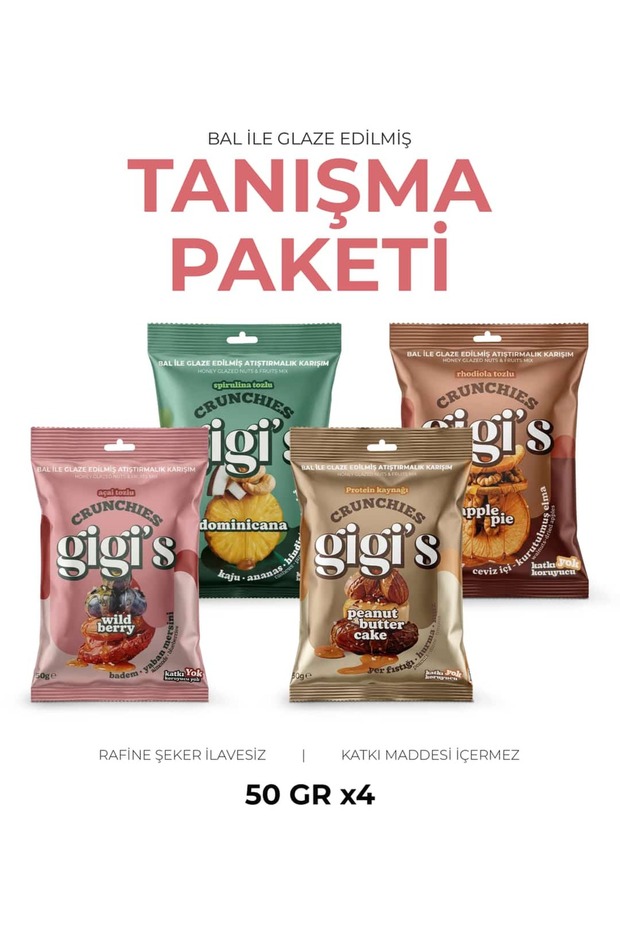 Gigis Food Kuruyemiş ve Kuru Meyveli Atıştırmalık Tanışma Paketi 4x50g