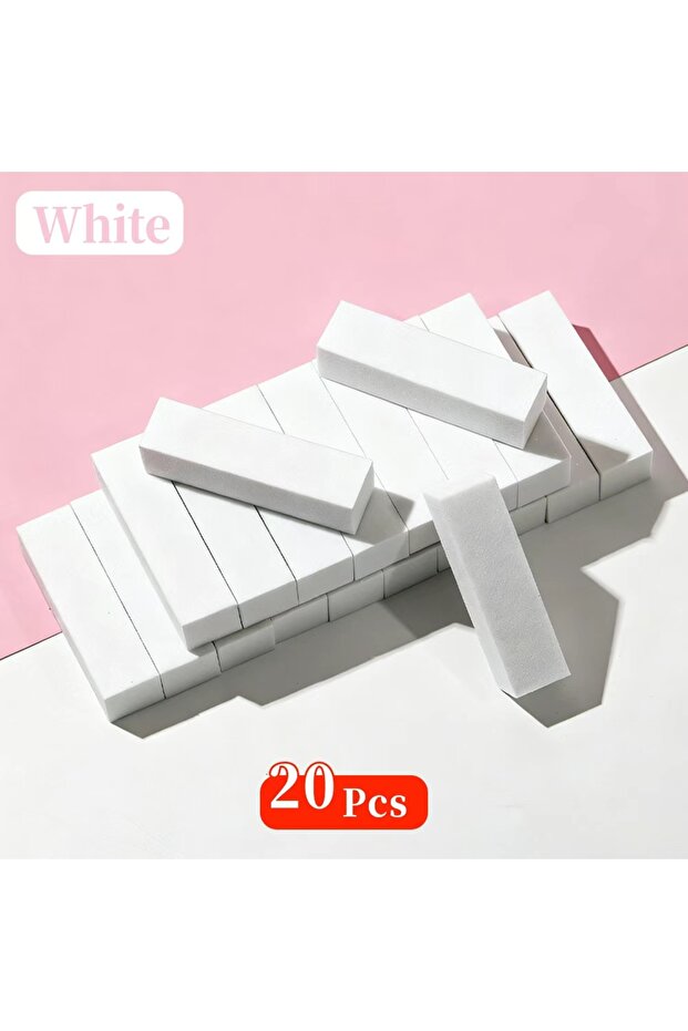 White-20PCS LINMANDA 1/20Pcs Sponge Buffer Block Set Nail Files for Pedicure Tips Manicure Care Spon