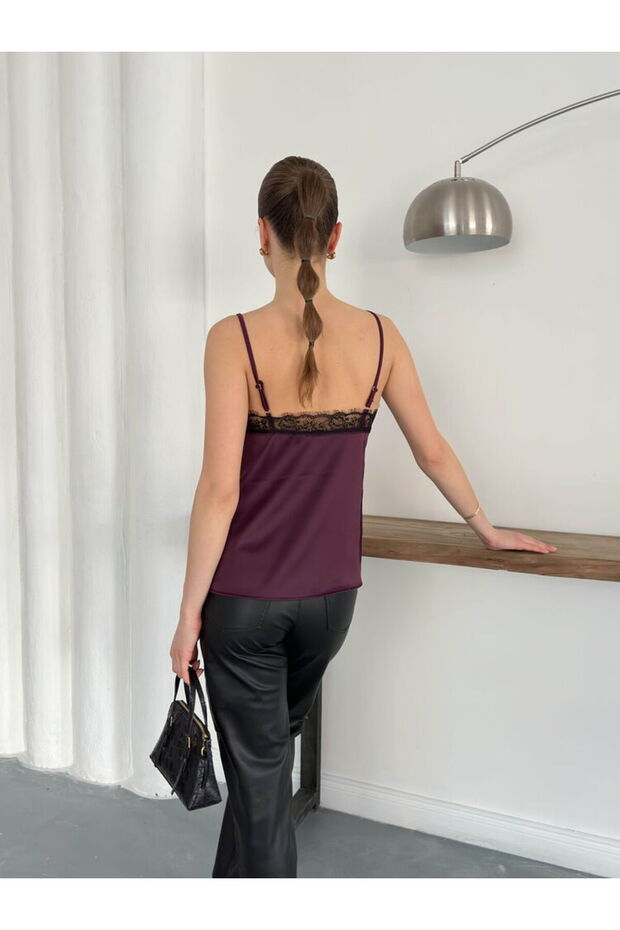 Satin Lace Tank Top - 5