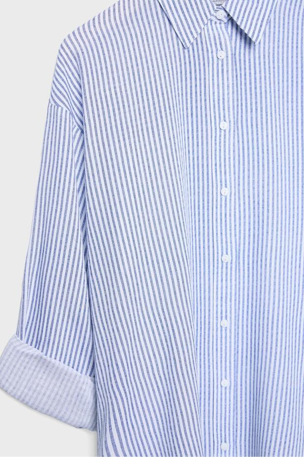 Keten görünümlü gömlek - 8