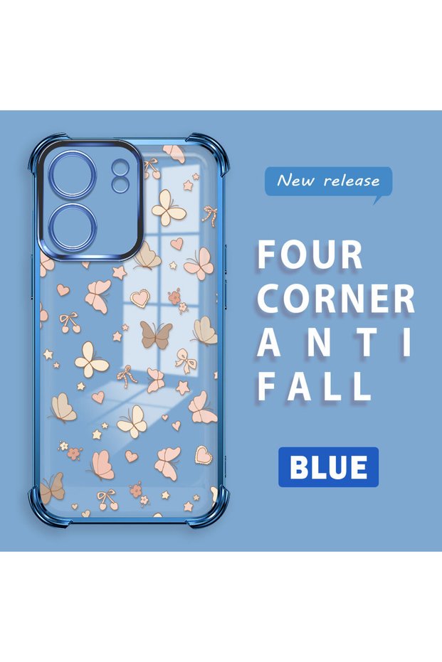 Redmi 13C Compatible Transparent Four-Corner Silicone Coated Glossy Edge Case