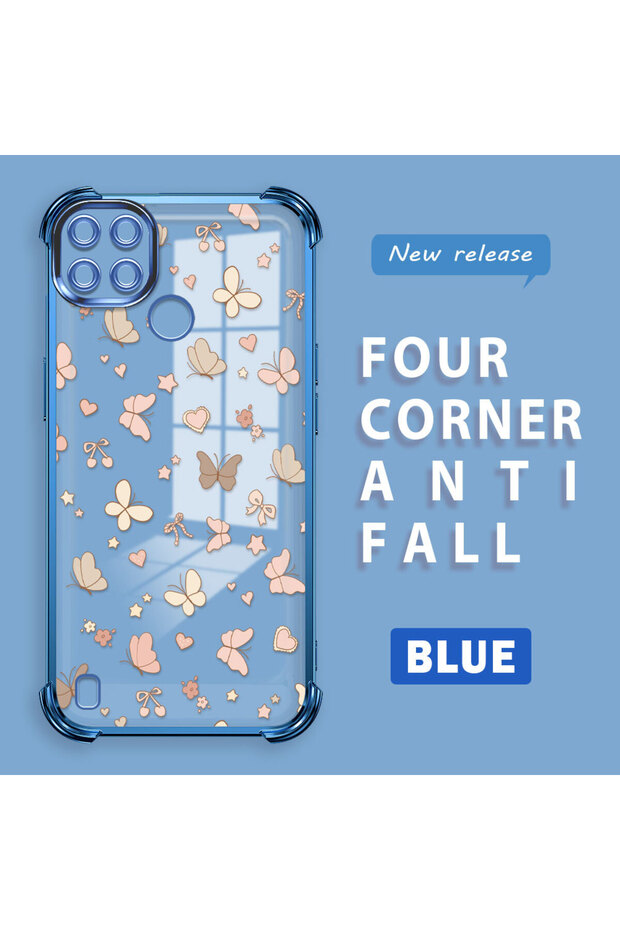 Realme C21Y/C25Y Compatible Transparent Four Corner Silicone Coated Glossy Edge Case
