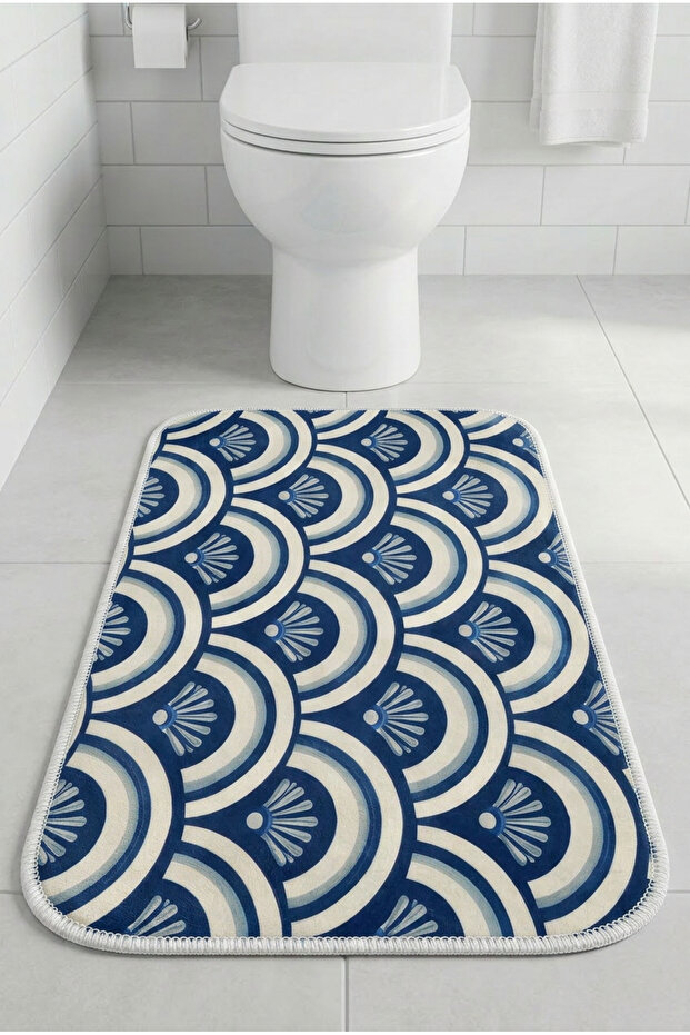 Multi-Purpose Toilet Front Bath Mat Non-Slip Base Foot Mat 60X40 Modern Patterned Soft Base