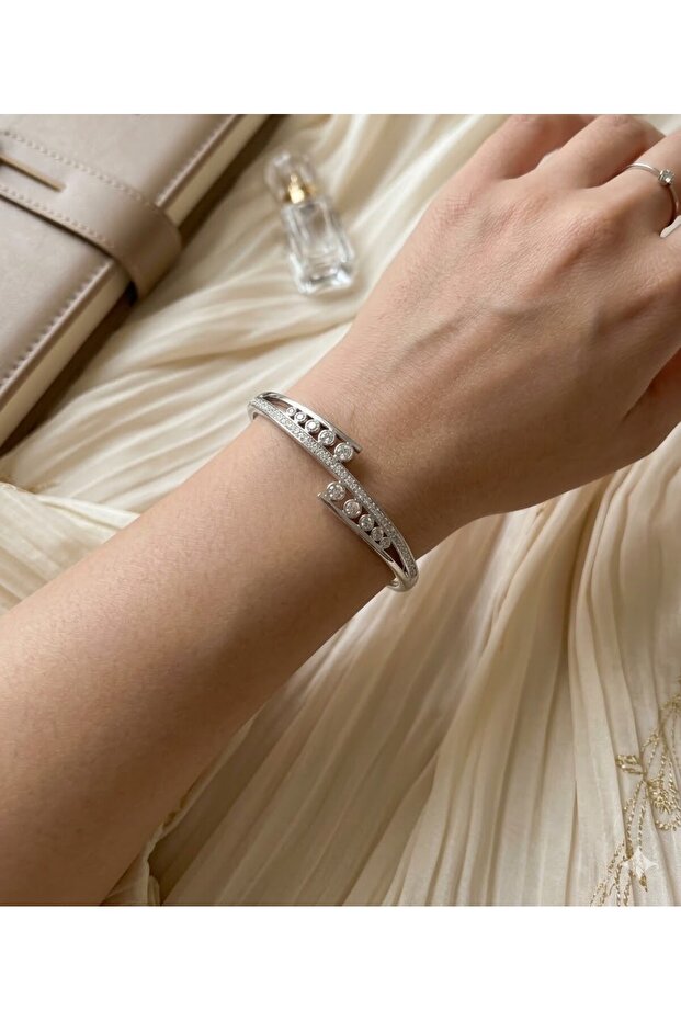3S Steel Silver Color Cross Row Stone Clamp