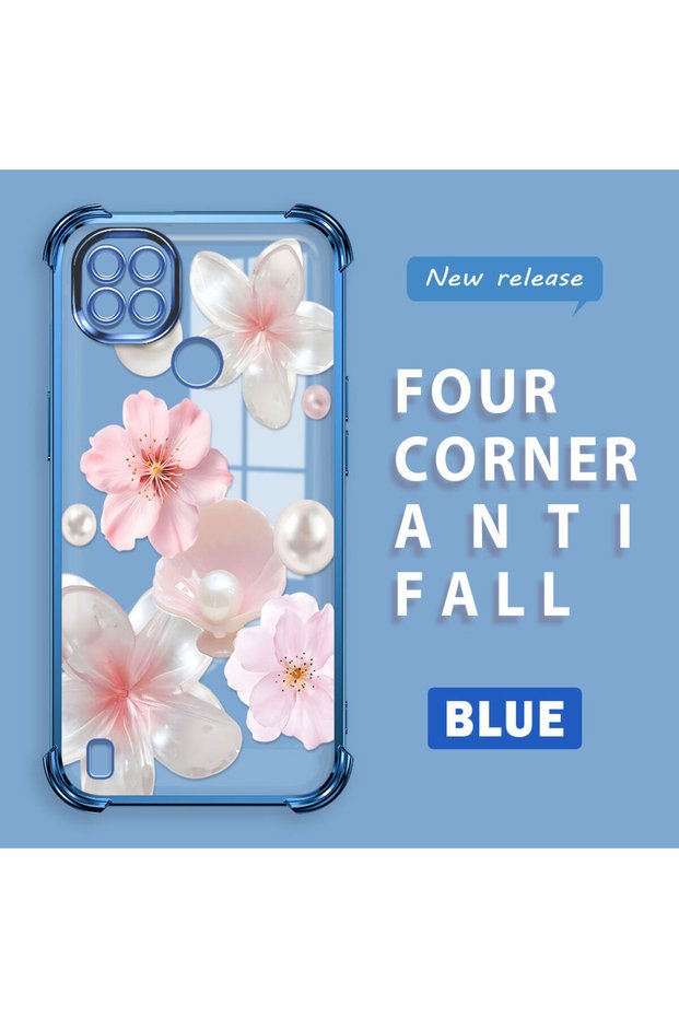 Realme C21 Compatible Transparent Four Corner Silicone Coated Glossy Edge Case