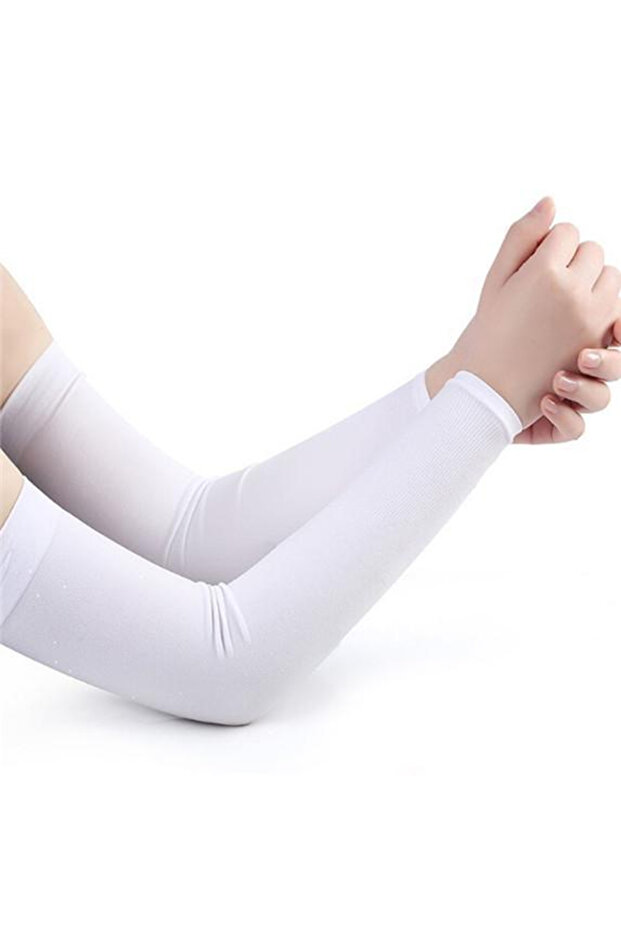 Mâneci Elastice Protecție Braț UV Set 2 Bucăți Alb - 1
