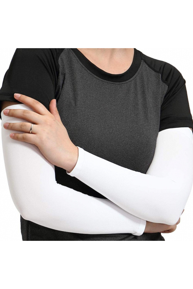 Mâneci Elastice Protecție Braț UV Set 2 Bucăți Alb - 7