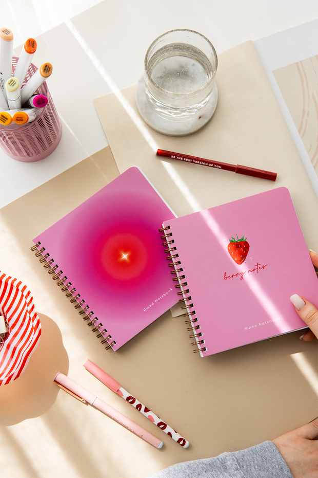 15X16 Spiral Cardboard Cover 2-Piece Striped Notepad Set - Aura