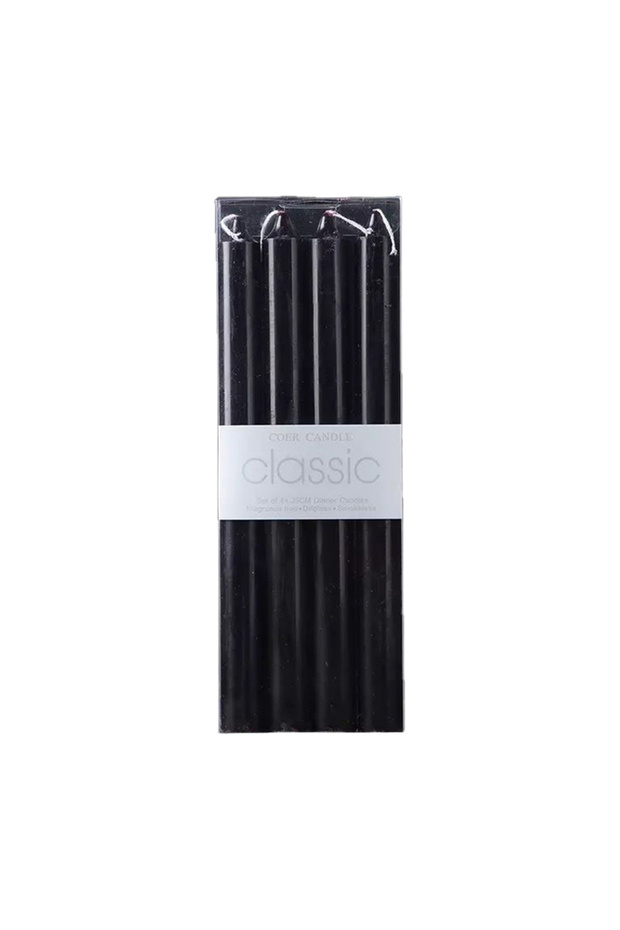 Classic Dinner Candles | Black | Set of 4 (25cm) | Smokeless Fragrance-Free for Events & Home Decor
