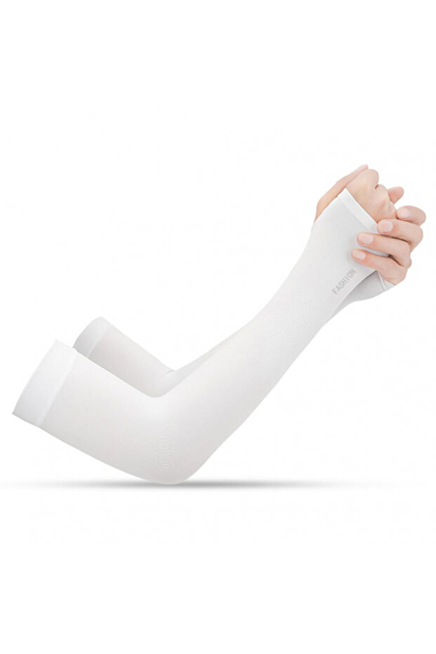 Mâneci Elastice Protecție Braț UV Set 2 Bucăți Alb - 4