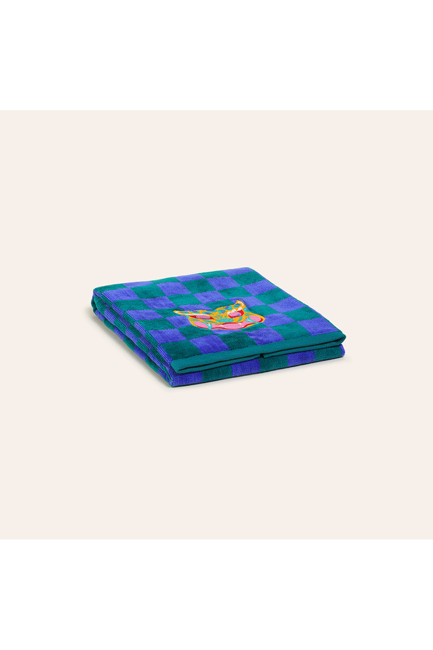 Tabea Green - Blue Face Towel 50X90 cm