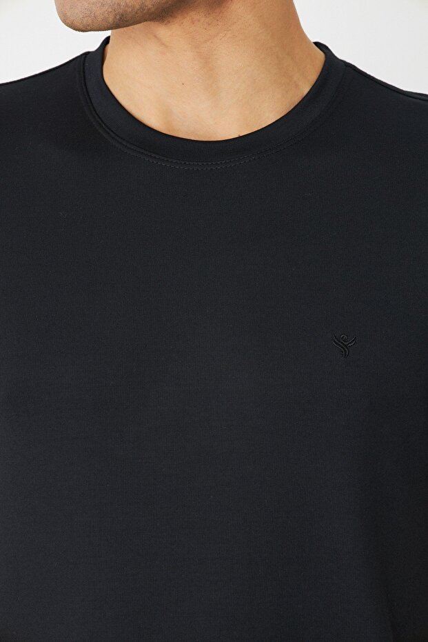 Μαύρο T-shirt Crew Neck Basic - 3