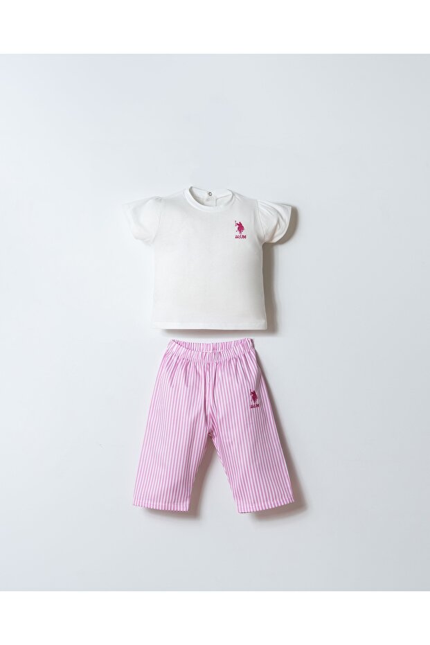 U.S.Polo Assn Usb3013 White Baby Girl 2-Piece Set