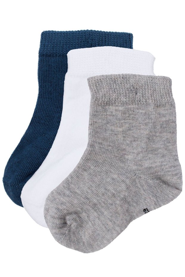 Baby Boy Gray White Navy Blue Triple Socks Set 12-18 Months
