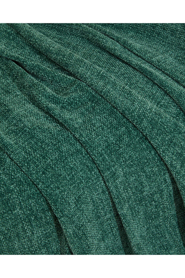 Green Solid Throw With Fringes - 2