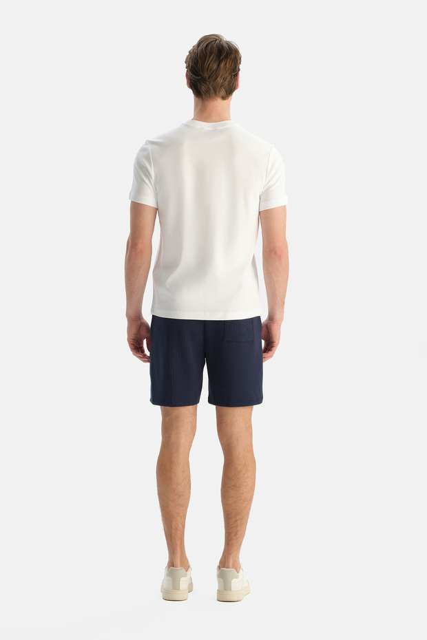 Beyaz Bisiklet Yaka Pamuklu Basic Tişört - 2