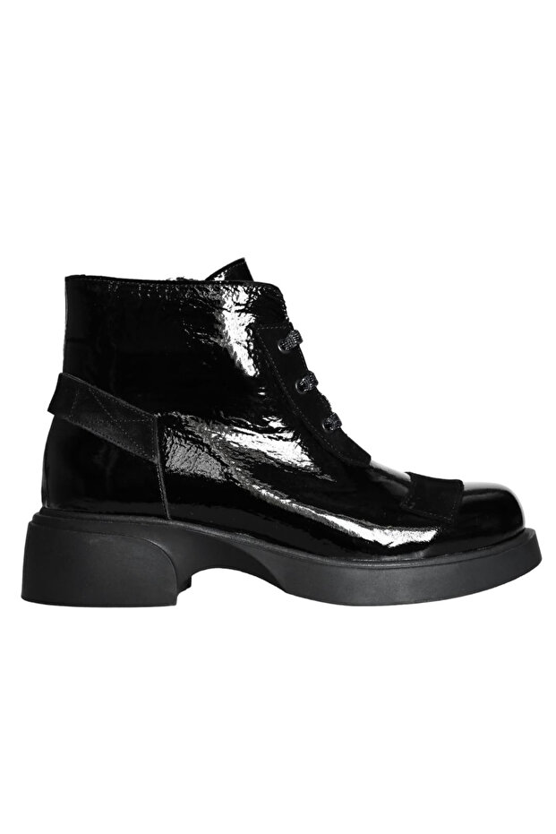 Black Patent Leather Women's Zip-Up Boots