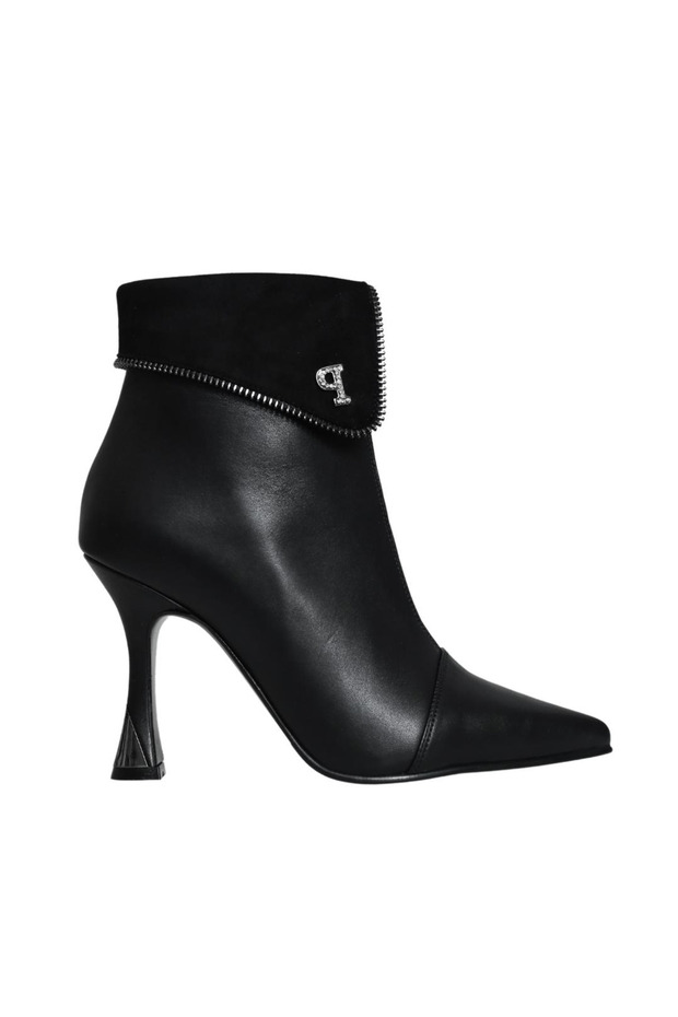 Black Leather Women's Heeled Boots