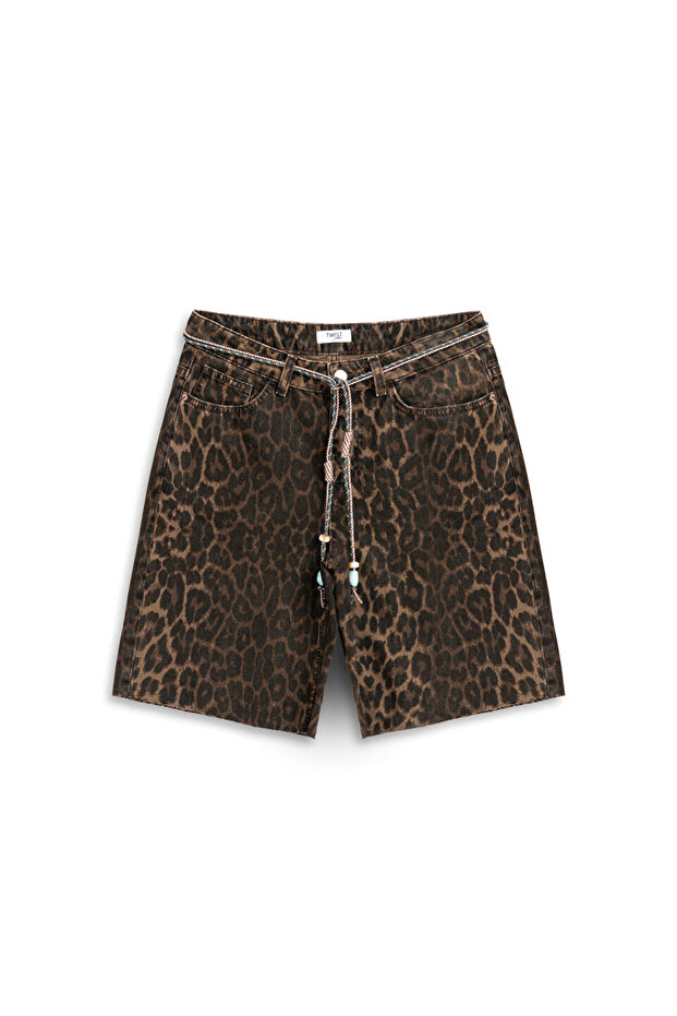 LEOPAR DESEN BERMUDA ŞORT - 3
