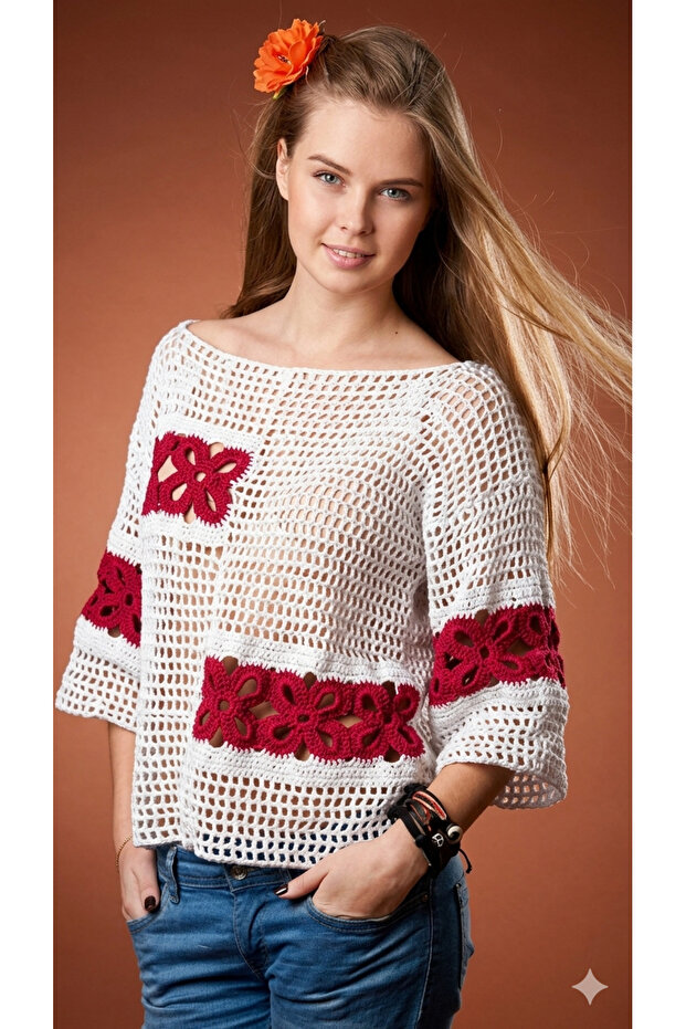 Megahan Hand-Made Spring/Summer Floral Motif Blouse