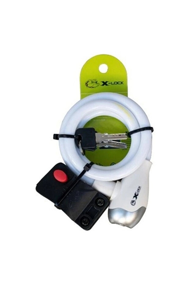 XLOCK TY 561 قفل دراجة هوائية مع سلك مفتاح 8X1300MM TEX561 أبيض