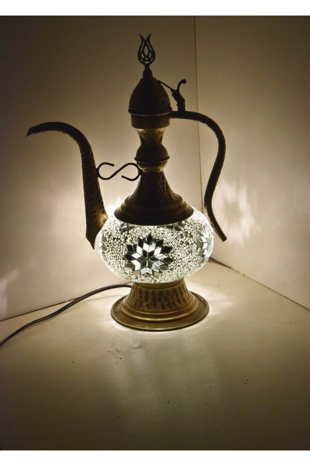Mosaic Table Lamp Decorative Wrought Jug Lampshade Authentic Desktop Lighting White