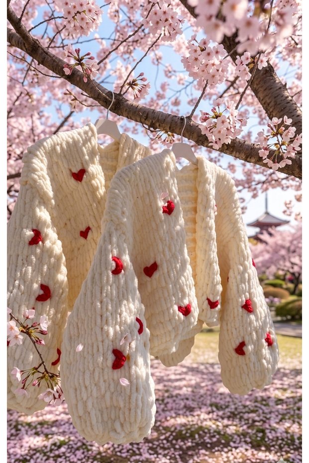 Hand Knitted Cream Heart Detailed Puffy Cardigan Chunky Cardigan Pinterest Cardigan