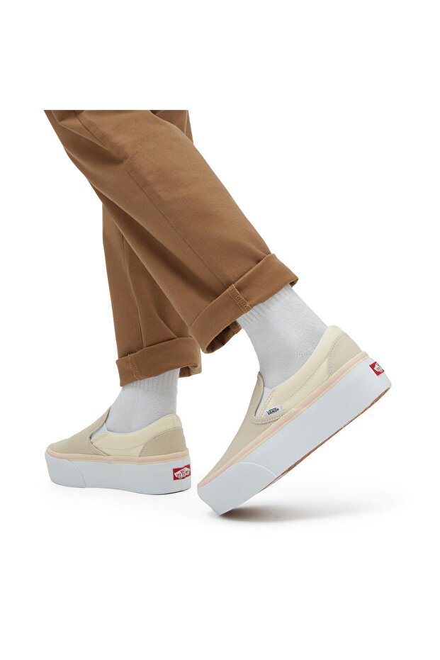 Classic Slip-On Stackform Kadın Ekru Sneaker - 8