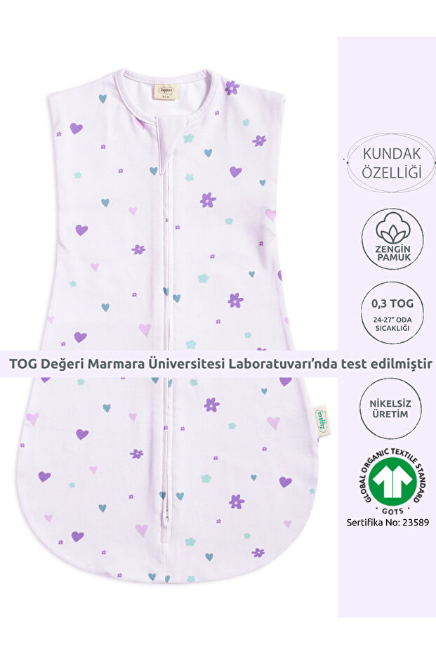Organic Cotton Baby Swaddle Sleeping Bag 0.3 Tog - Sweety