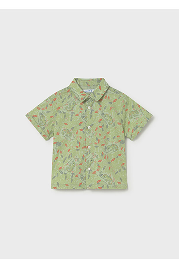 Baby Boy Short Sleeve Patterned Shirt Green 01114