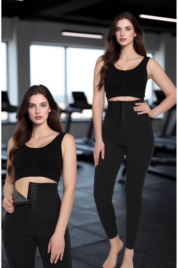 Women's Agraflı High Waist Sweat-Inducing Thermal Sauna Sports Tights - Fitness & Cardio