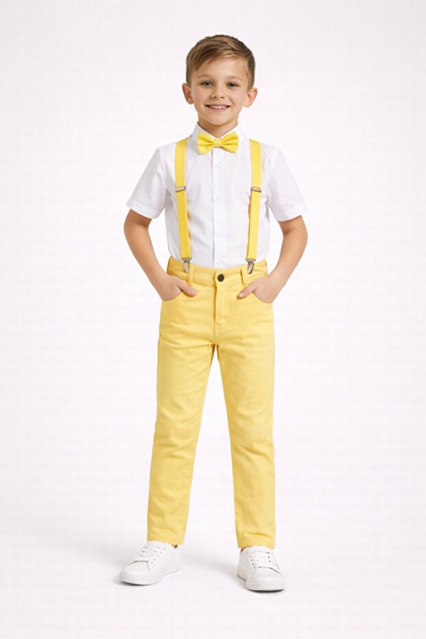 April 23 October 29 Show Outfit Boys' Stylish Suit with Shirt, Pants, and Bow Tie 24
