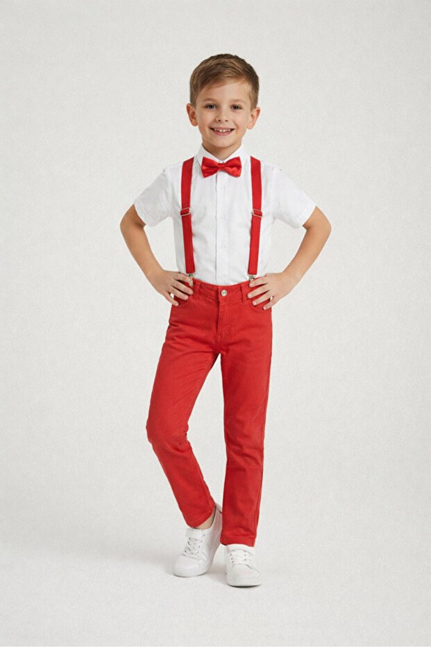 April 23 October 29 Show Outfit Boys' Stylish Suit with Shirt, Pants, and Bow Tie 24