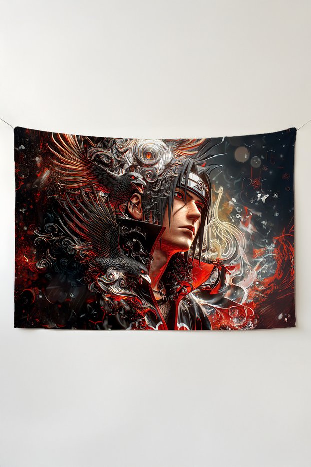 Naruto, Uchiha Itachi Wall Covering – Large Size Tapestry Wall H Rug I, Game Anime Movie Room Decor