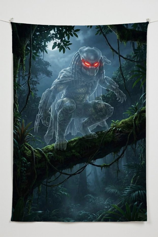 Predator Themed Wall Covering – Large Size Tapestry Wall Art Rug Si, Game Anime Movie Room Decor