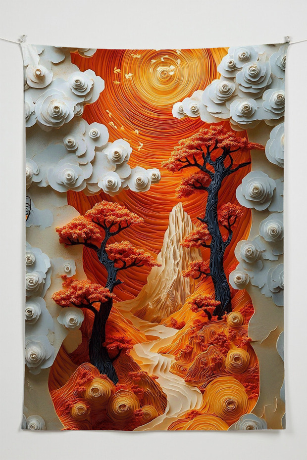 Autumn Valley Wall Covering – Large Size Tapestry Wall Rug Sq, Game Anime Movie Room Decor