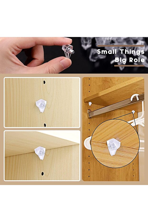 ES 200 Pieces Shelf Support Pegs Studs, Plastic Shelf Pegs Holders, White Shelf Support Bracket,