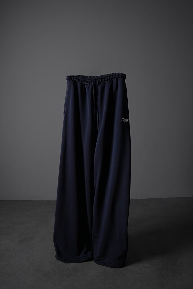 Erkek Lacivert Basic Baggy Eşofman - 1