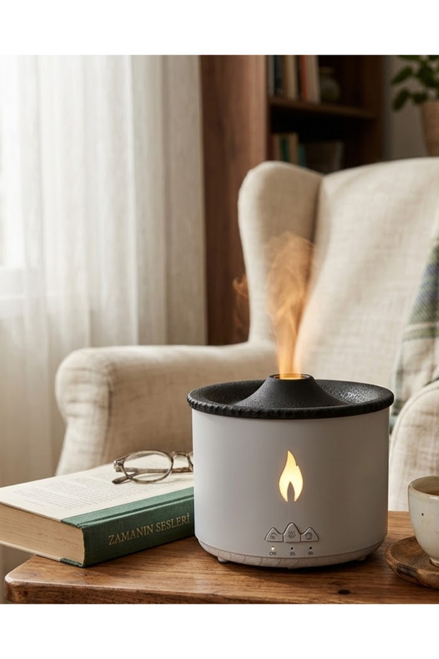 Led Flame Effect Aroma Diffuser Ultrasonic Air Humidifier with Night Light Function