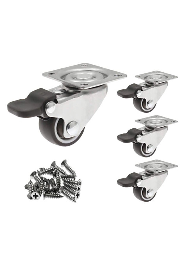 4 Pack 1" Caster Wheels with Brakes