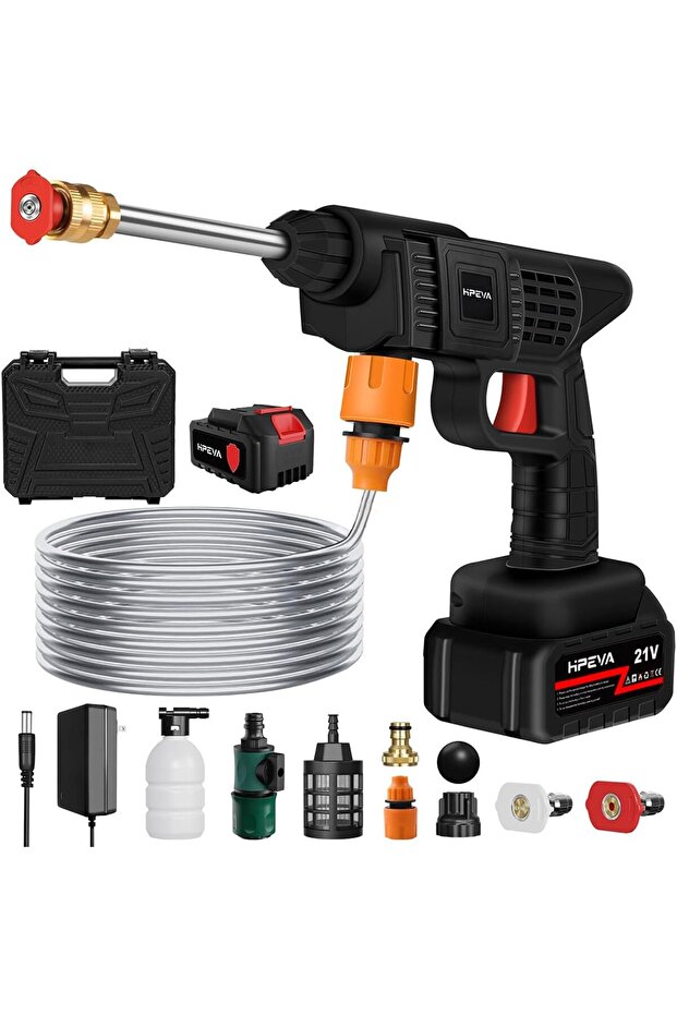 Cordless Portable Washer Gun 128V 2 Battery Handheld Gun Nozzles,Rechargeable Car Washing/Home/Floor