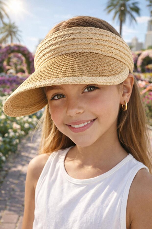 Camel Straw Visor Hat for Girls 10-18 Years Old