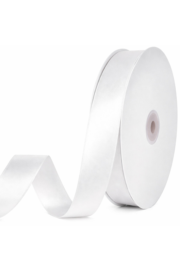 White Satin Ribbon 2.5 cm 10 Meters, Bohça Dowry Special Day Gift Decoration Ribbon